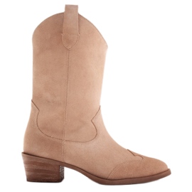 Marco Shoes Stivali beige in pelle scamosciata naturale