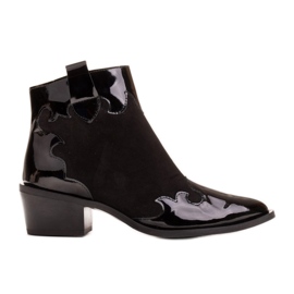 Marco Shoes Stivali neri realizzati in pelle scamosciata naturale con l'aggiunta di vernice nero