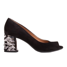 Marco Shoes Décolleté in camoscio nero con tacco metallico 3D