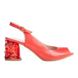 Marco Shoes Sandali in pelle rossa con tacco 3D rosso