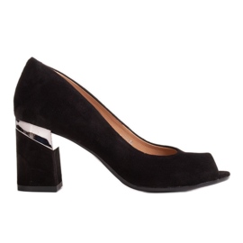 Marco Shoes Décolleté in camoscio nero con tacco metallico