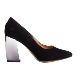 Marco Shoes Décolleté nere con tacco metallico nero