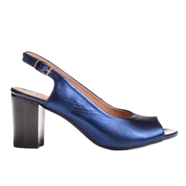 Marco Shoes Sandali Marco in pelle metallizzata con tacco stabile blu navy blu