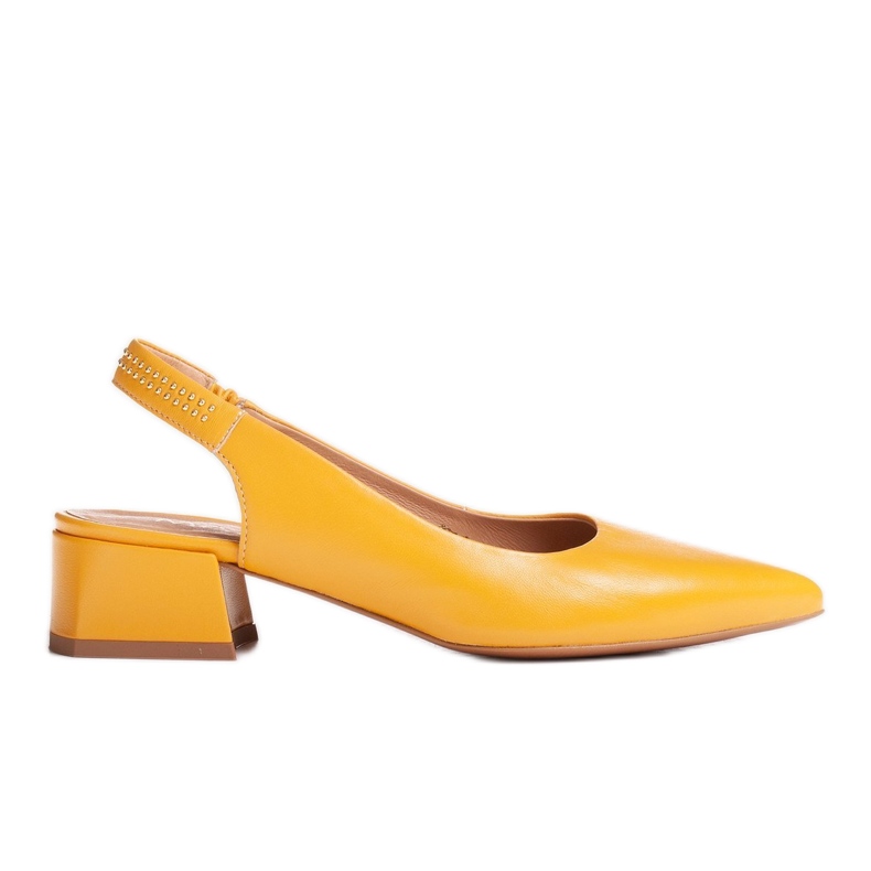Marco Shoes Sandali in pelle gialla con jais decorativi giallo