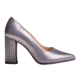 Marco Shoes Décolleté grigie con tacco a coste grigio