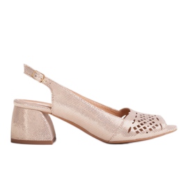 Marco Shoes Sandali beige e oro in camoscio con perforazione