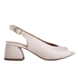 Marco Shoes 1573P sandali in pelle bianca con tacco stabile bianco