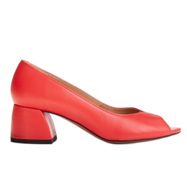 Marco Shoes Décolleté 1576P in pelle rossa con tacco stabile rosso