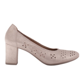 Marco Shoes Décolleté in pelle con perforazione per un piede più ampio beige