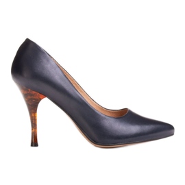 Marco Shoes 1599P tacchi blu navy con tacco ambra