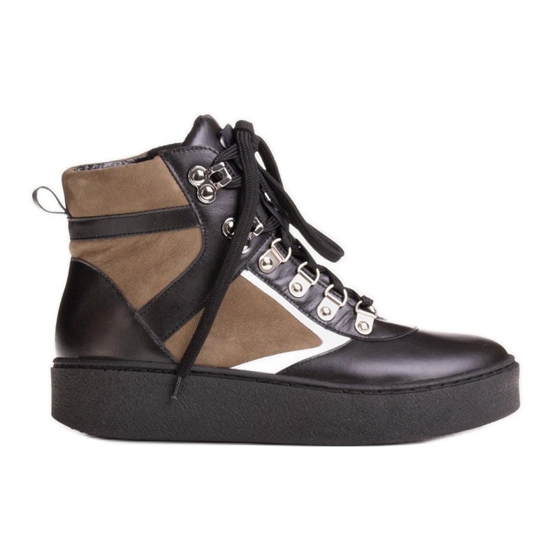 Marco Shoes Stivali sportivi in ​​pelle nera e verde nero