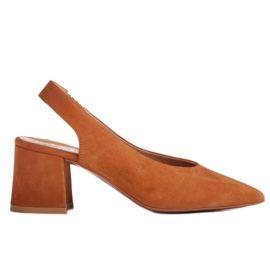 Marco Shoes Décolleté marroni con tacco in velluto naturale marrone