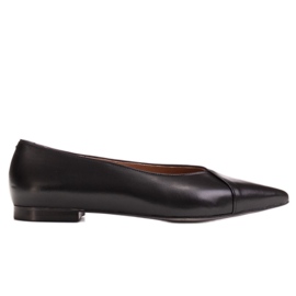 Marco Shoes Ballerine in pelle fiore nera nero