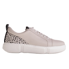 Marco Shoes Sneakers beige con logo Marco sul tallone