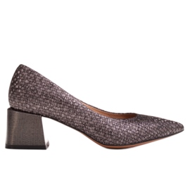 Marco Shoes Eleganti décolleté in pelle goffrata grigio
