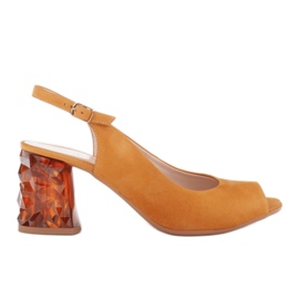 Marco Shoes Sandali in pelle gialli con tacco 3D 1517P giallo