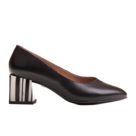 Marco Shoes Décolleté in pelle nera con tacco zebrato nero