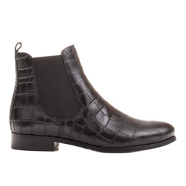 Marco Shoes Stivaletti bassi in pelle con gomma elastica nella tomaia nero