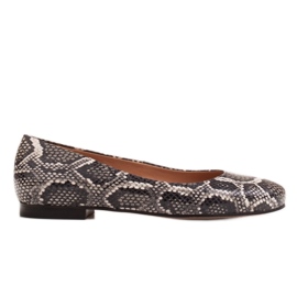 Marco Shoes Ballerine grigie e nere con motivo serpente grigio
