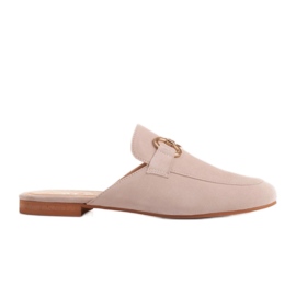 Marco Shoes Pantofole da donna in camoscio con ornamento beige