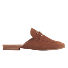 Marco Shoes Pantofole da donna in camoscio con ornamento marrone
