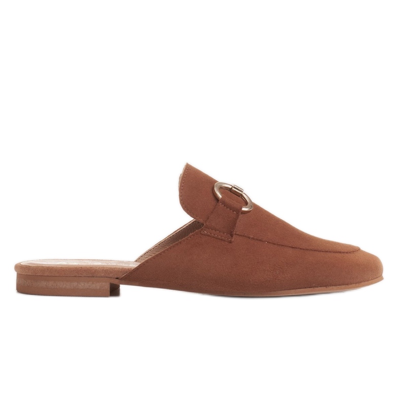 Marco Shoes Pantofole da donna in camoscio con ornamento marrone