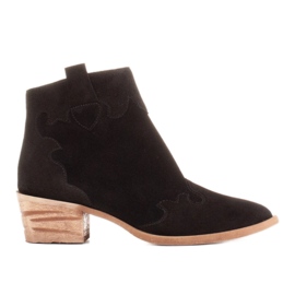 Marco Shoes Eleganti stivaletti in pelle con tacco basso nero