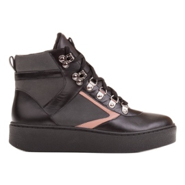 Marco Shoes Stivaletti sportivi in ​​pelle con rilegatura nero