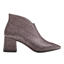 Marco Shoes 1460B stivaletti slim in pelle grigia con tomaia in gomma grigio