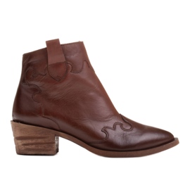 Marco Shoes Stivali da cowboy marroni in pelle a grana naturale senza isolamento marrone