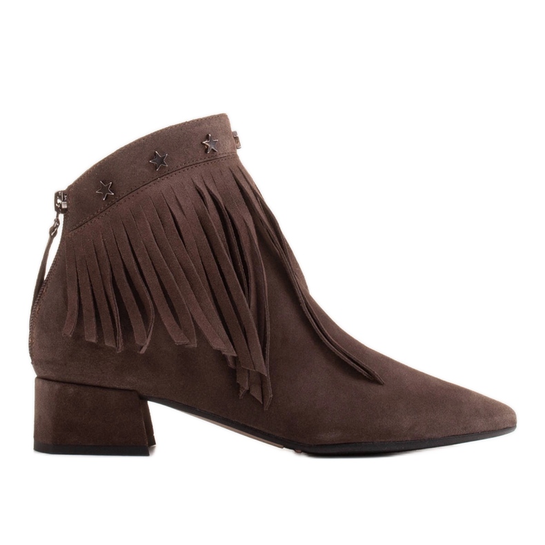 Marco Shoes Stivali originali in camoscio con frange decorative marrone