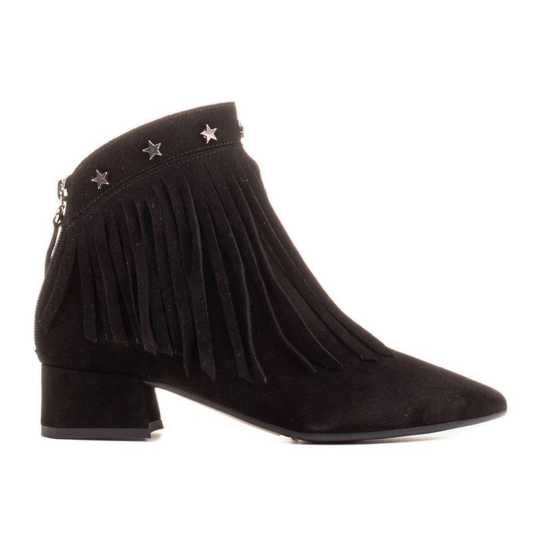 Marco Shoes Stivali originali in camoscio con frange decorative nero