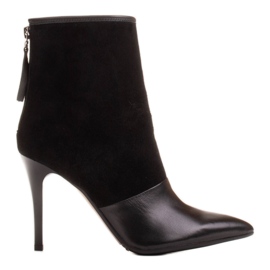 Marco Shoes Stivali da donna con tacco alto in una combinazione di pelle e camoscio nero