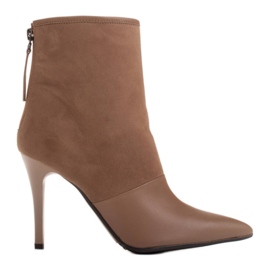 Marco Shoes Stivali da donna con tacco alto in una combinazione di pelle e camoscio beige