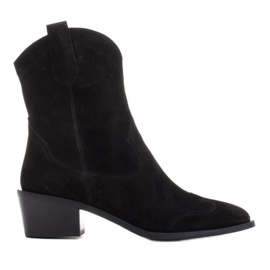 Marco Shoes Stivali da cowboy neri realizzati in pelle scamosciata naturale senza isolamento nero