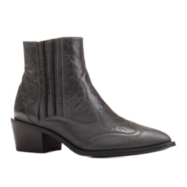 Marco Shoes Stivali da cowboy grigi in pelle fiore senza isolamento grigio