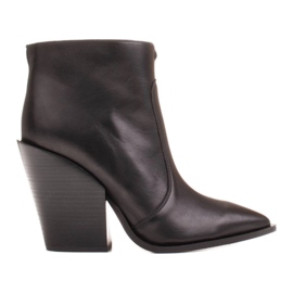 Marco Shoes Stivali da cowboy da donna in pelle naturale nero