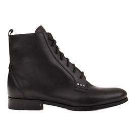 Marco Shoes Stivali in pelle con suola piatta nero