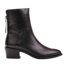 Marco Shoes Stivaletti in pelle nera con circonferenza superiore regolabile nero