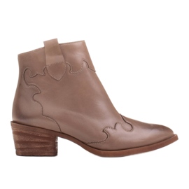 Marco Shoes Stivali beige in pelle a grana naturale senza isolamento