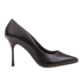 Marco Shoes Stiletto nero in morbida pelle fiore con tacco alto