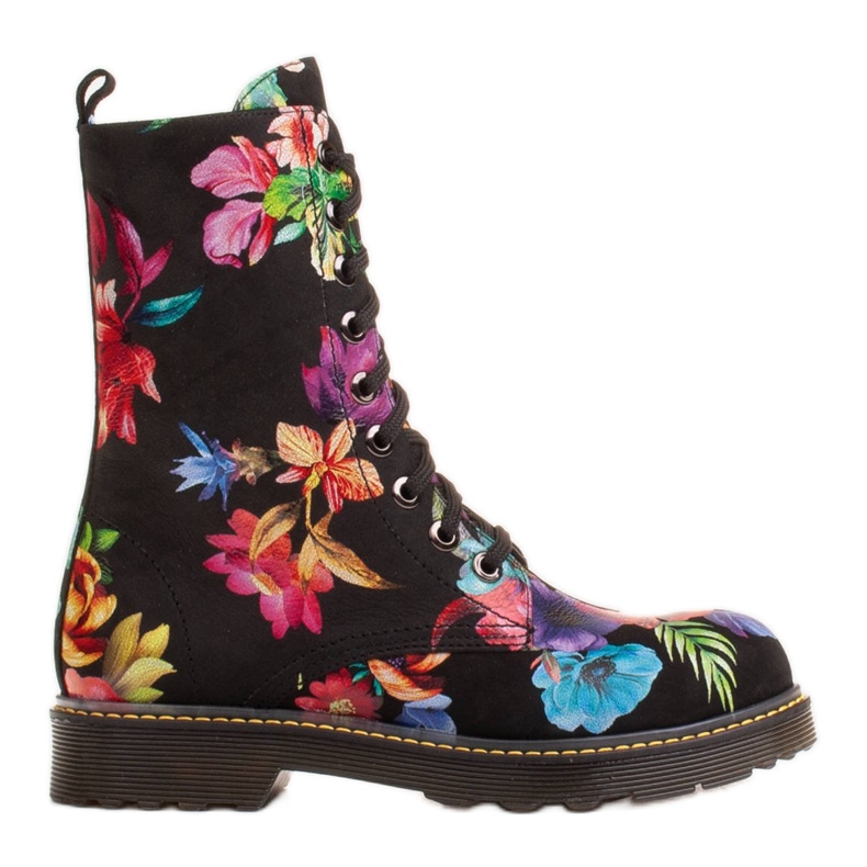 Marco Shoes Stivaletti alti, stivali in pelle nabuk con stampa floreale nero multicolore