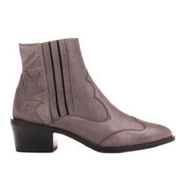 Marco Shoes Stivali texani retrò grigi con pelle stropicciata grigio