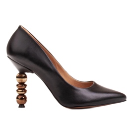 Marco Shoes Stiletti in pelle realizzati in morbida pelle a grana con pietre nero