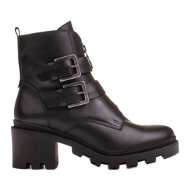 Marco Shoes Stivaletti in pelle nera su suola spessa e leggera nero