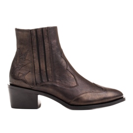 Marco Shoes Stivali da cowboy neri, pelle oro antico sbiadita nero d'oro