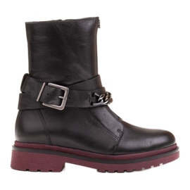 Marco Shoes Marco 1262B scarponi da trekking da donna con catena, Glany nero