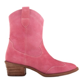 Marco Shoes Stivali da cowboy rosa realizzati in pelle scamosciata naturale senza isolamento