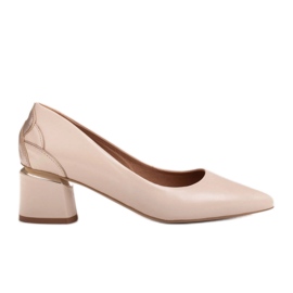 Marco Shoes Décolleté in pelle beige con motivo floreale