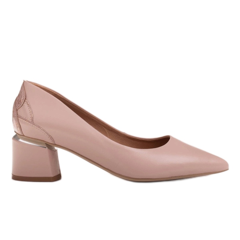 Marco Shoes Décolleté in pelle rosa con motivo floreale